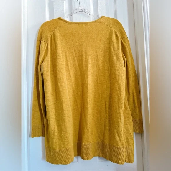 Madewell S summer ryder cardigan slouchy sweater long sleeve mustard cotton - Picture 5 of 11